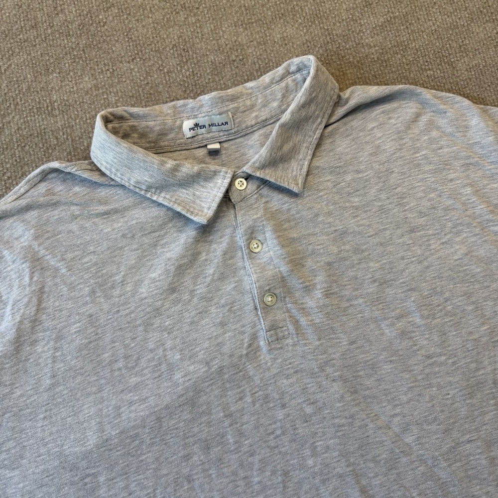Peter Millar Soft Pima Cotton & Silk Blend Gray Golf Polo Men's 2XT